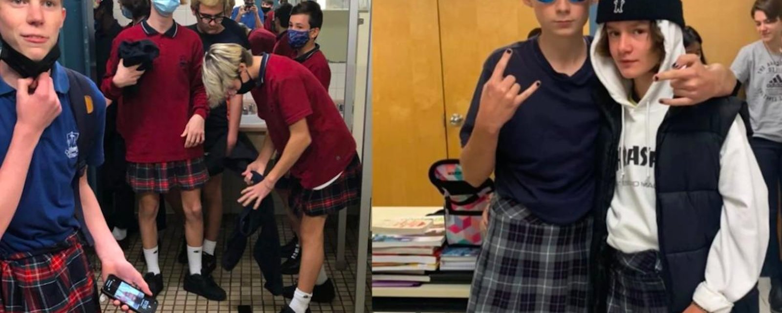 Pour diffuser un message féministe et de tolérance, des garçons portent la jupe à l’école