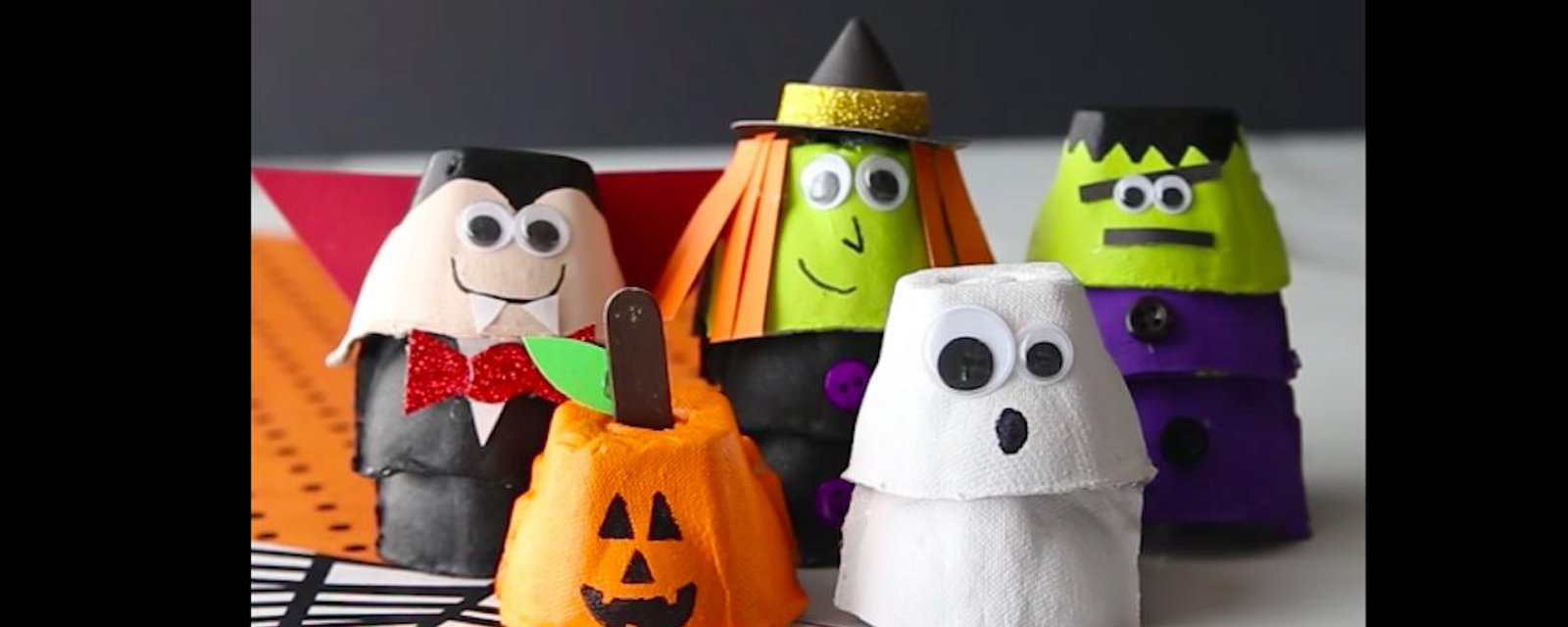 Un bricolage de circonstance: des personnages d'Halloween avec des boites d'oeufs