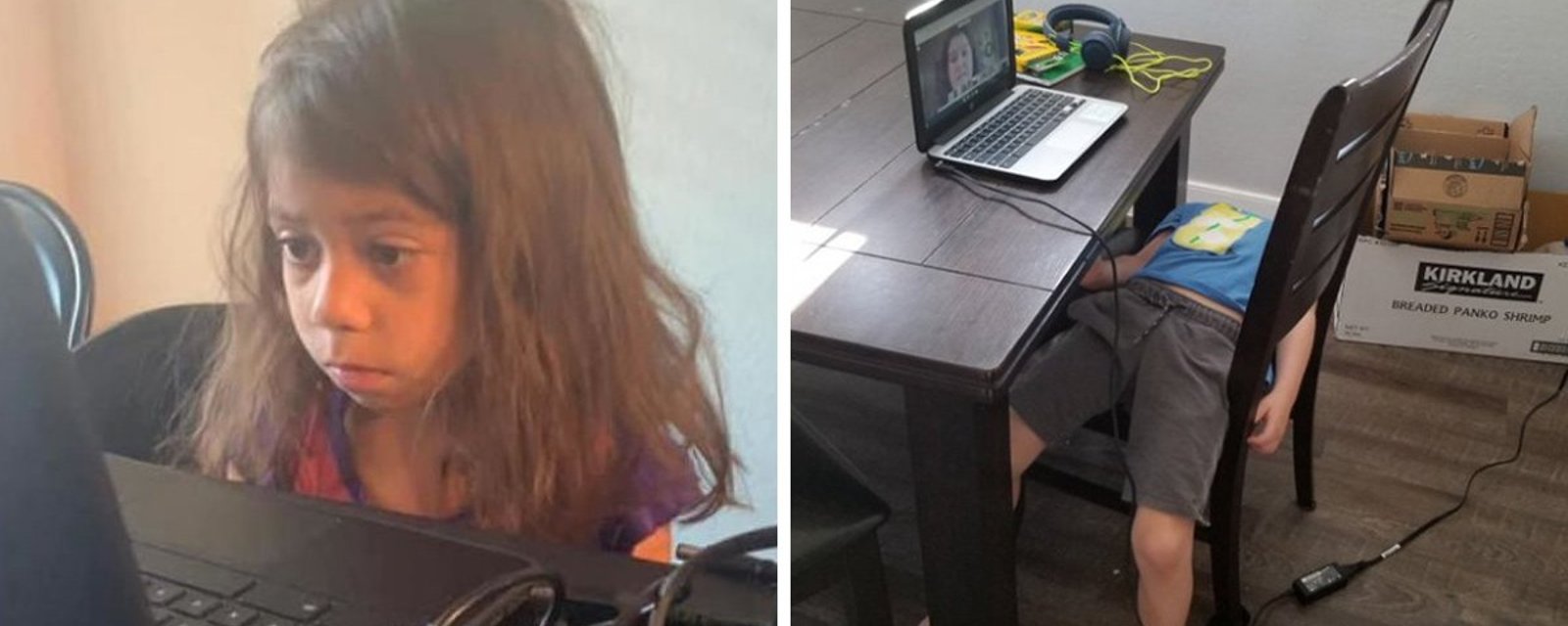 11 photos qui montrent à quoi peut ressembler la réalité d'un jeune écolier en classe virtuelle