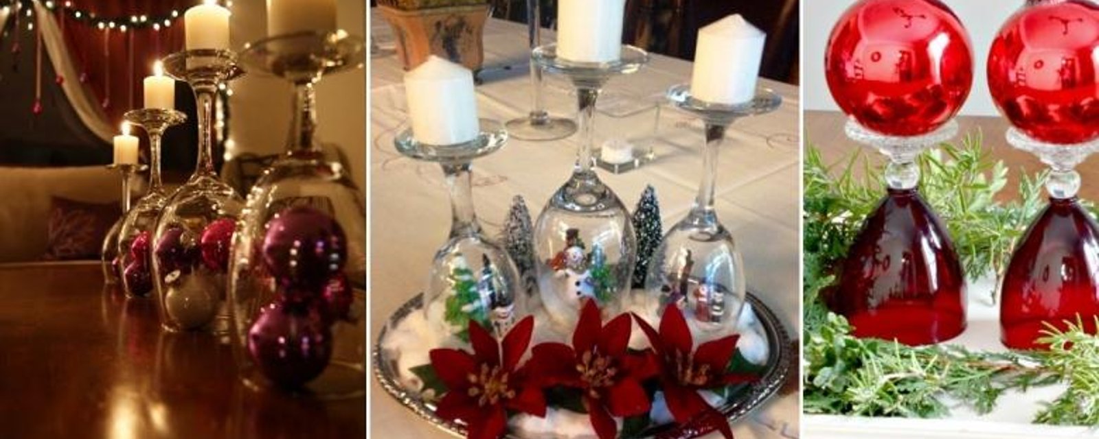 Fabriquez facilement votre centre de table, avec des coupes à vin pour Noël! 