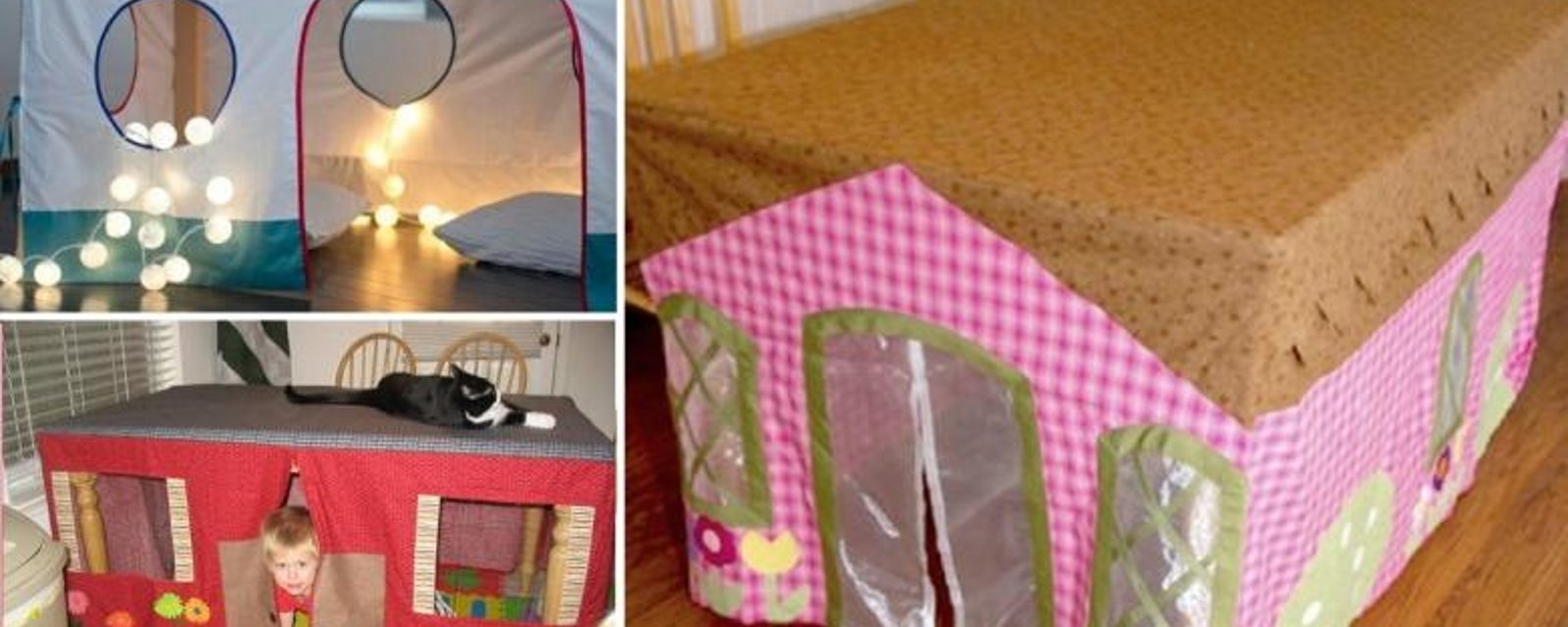 Récupérez vos vieilles nappes en tissus, pour fabriquer une cabane pour enfants! 