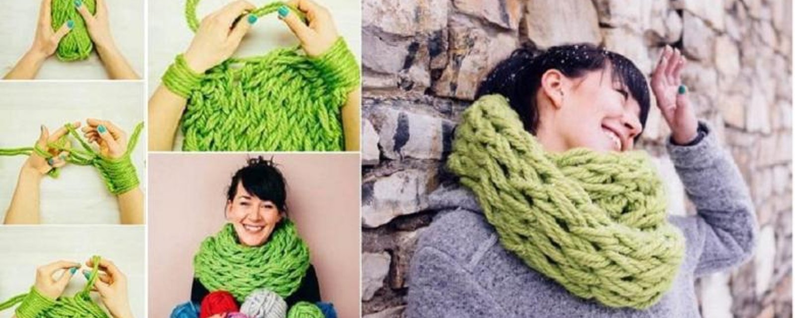 Tricoter une écharpe avec les bras en 30 minutes! 