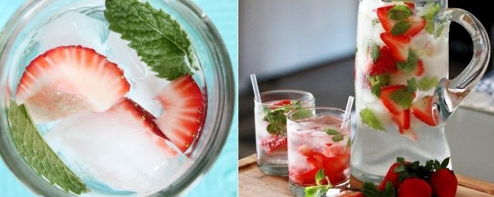 Eau aromatisée au melon d'eau, à la fraise et à la menthe!