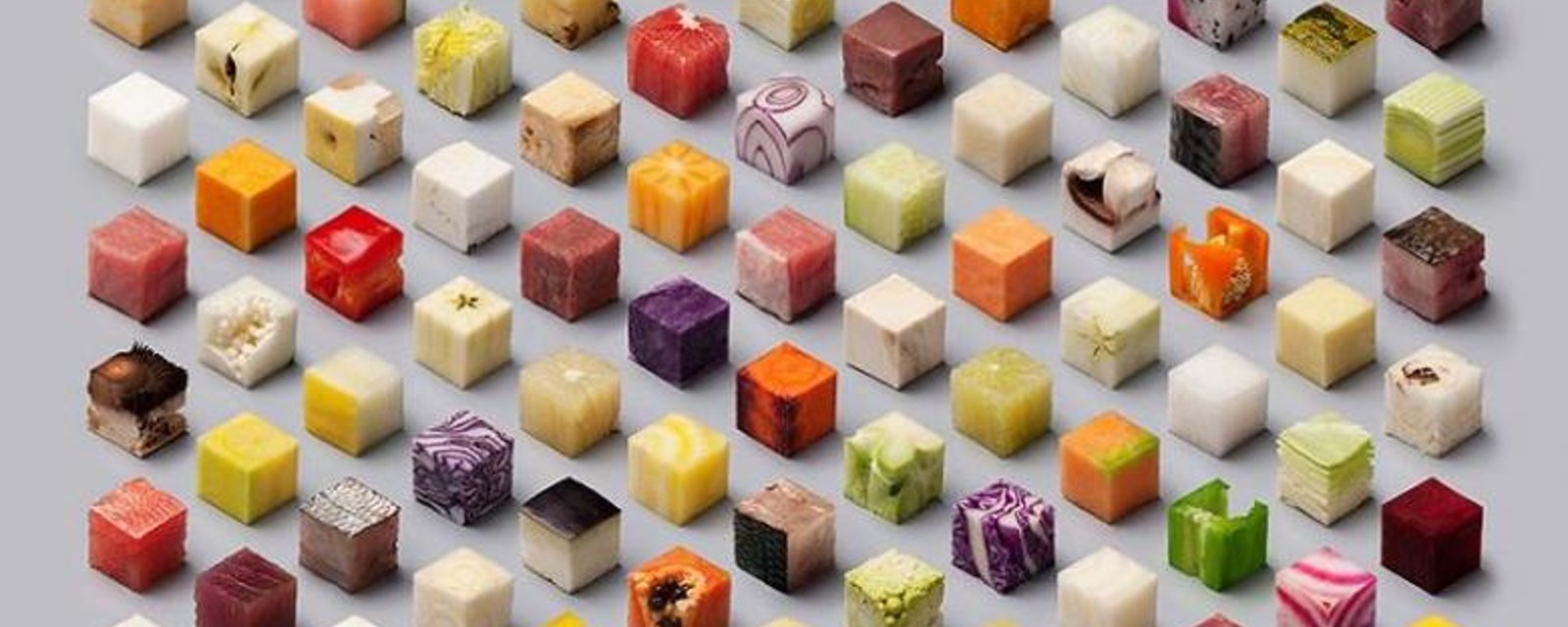98 cubes parfaits! Deux artistes et la nourriture.