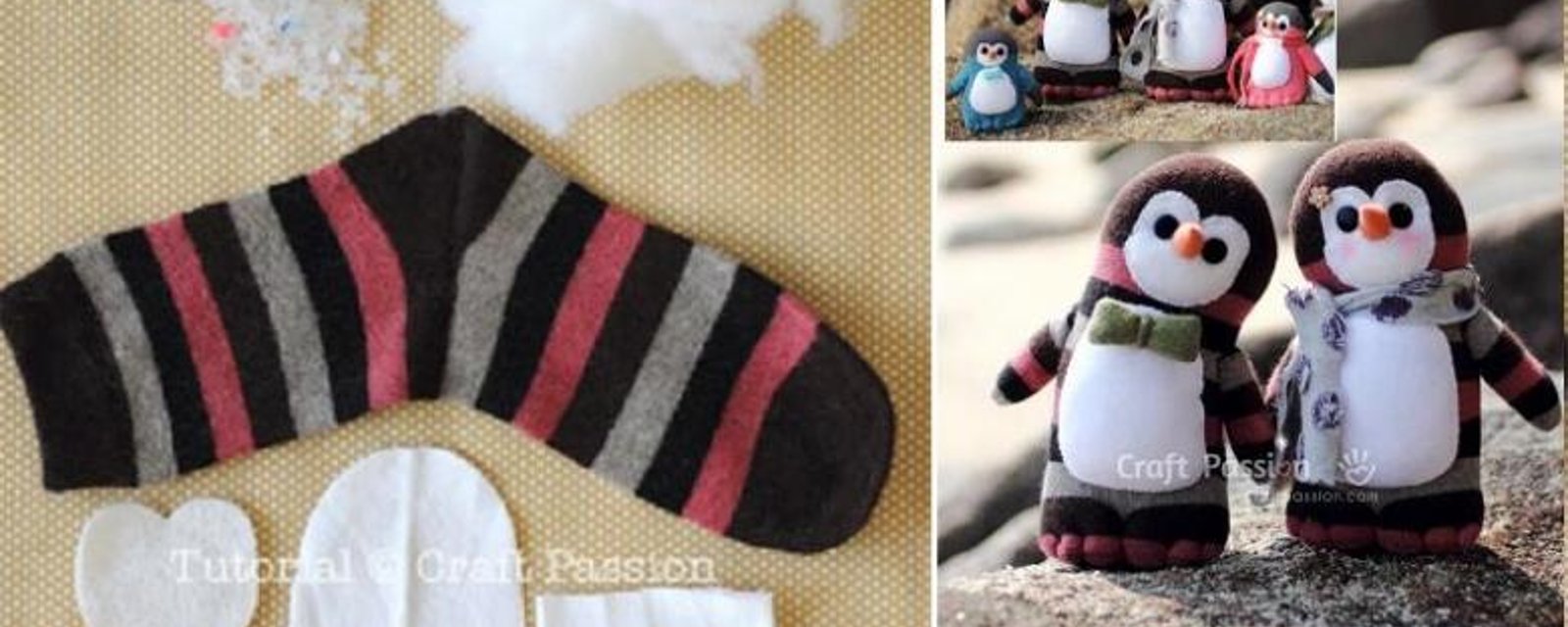 La famille des pingouins en chaussettes rayées! Patron gratuit
