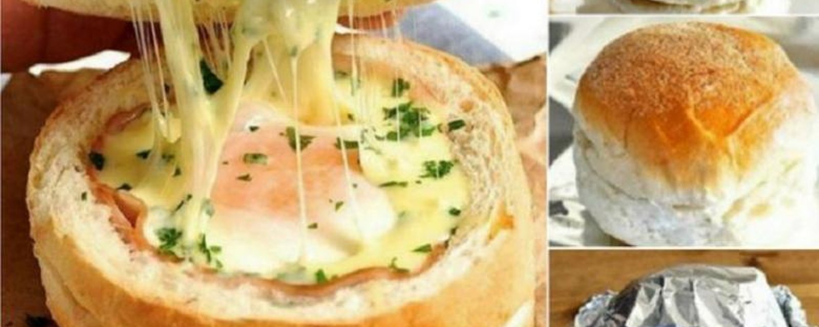 Le sandwich! Oeuf jambon formage dans un bol fait d'un pain!