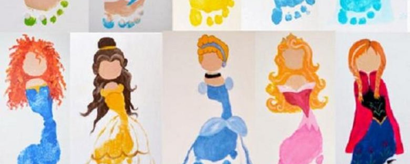 20 personnage inspirés de Disney à peindre avec les pieds d'enfant!
