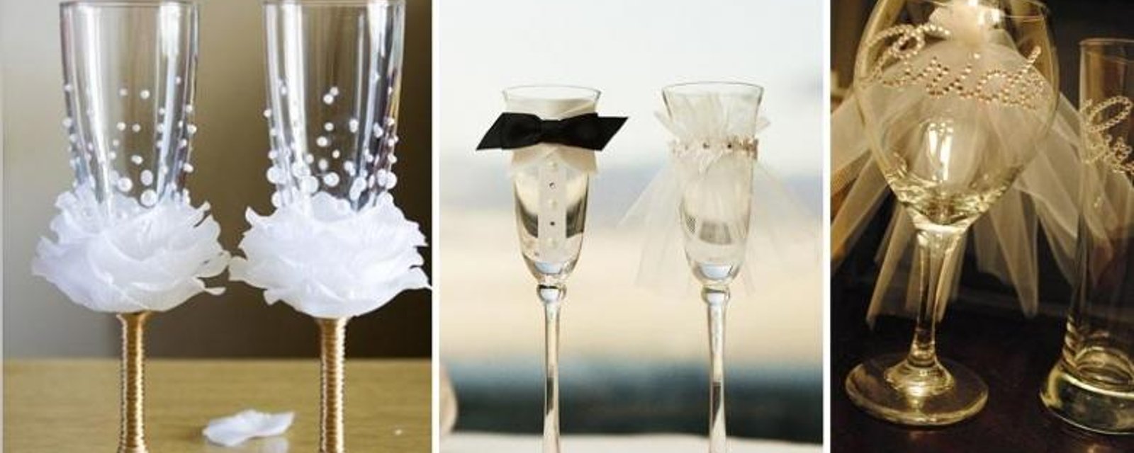 Comment décorer des flûtes à champagne! 3 idées mariage! 