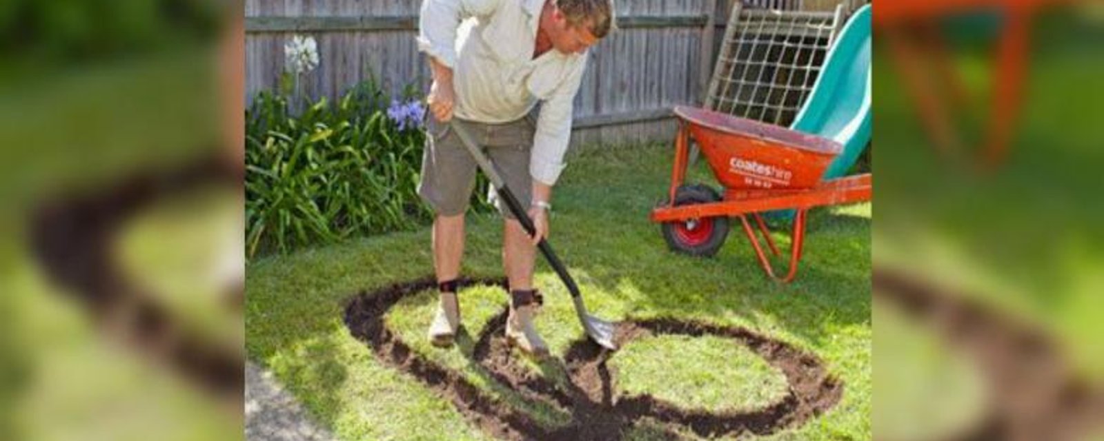 Ce papa a creusé une forme amusante dans le jardin! Ce qu'il en a fait? C'est brillant! 