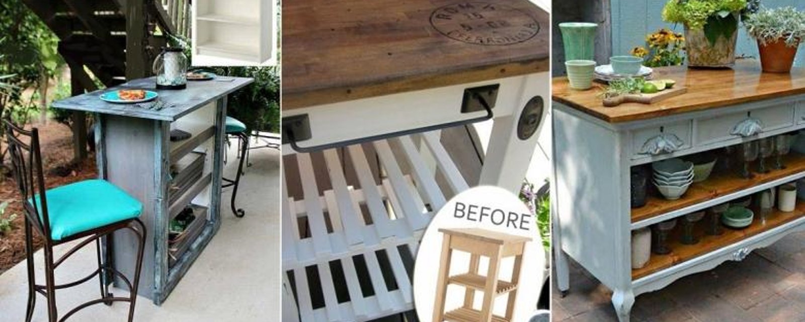 Récupérer un vieux meuble pour bricoler un Îlot de terrasse! 8 Magnifiques modèles à voir! 