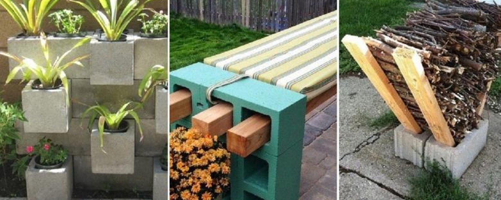 30 Façons originales de décorer et d'organiser votre jardin à peu de frais, avec des blocs de béton! 