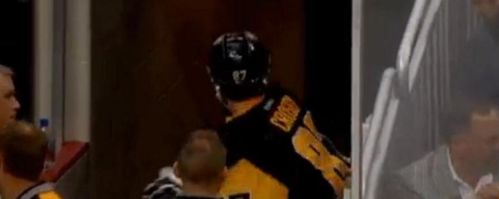 Sidney Crosby leaves the game after a slash from Alex Ovechkin.