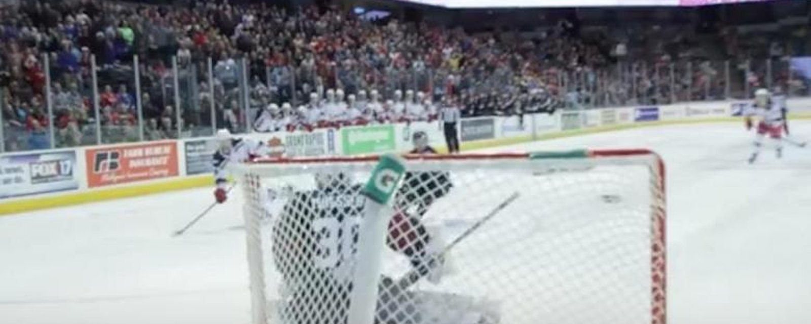 Must See: AHL defenseman's shot goes through the net!