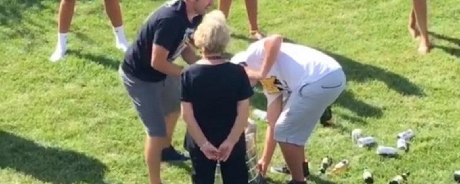 Phil Kessel's grandmother gets to drink from the Stanley Cup!