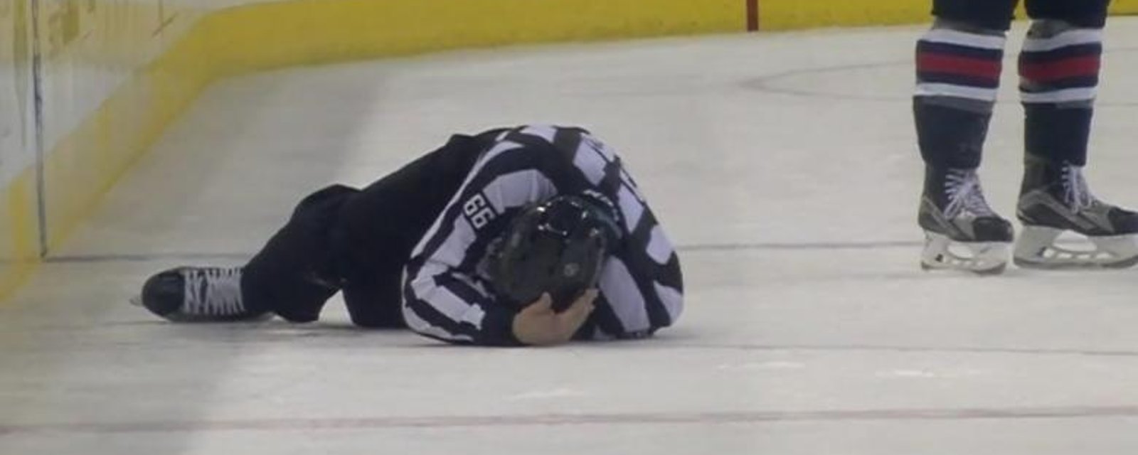 With the entire ice open to clear, he takes out the linesman instead.