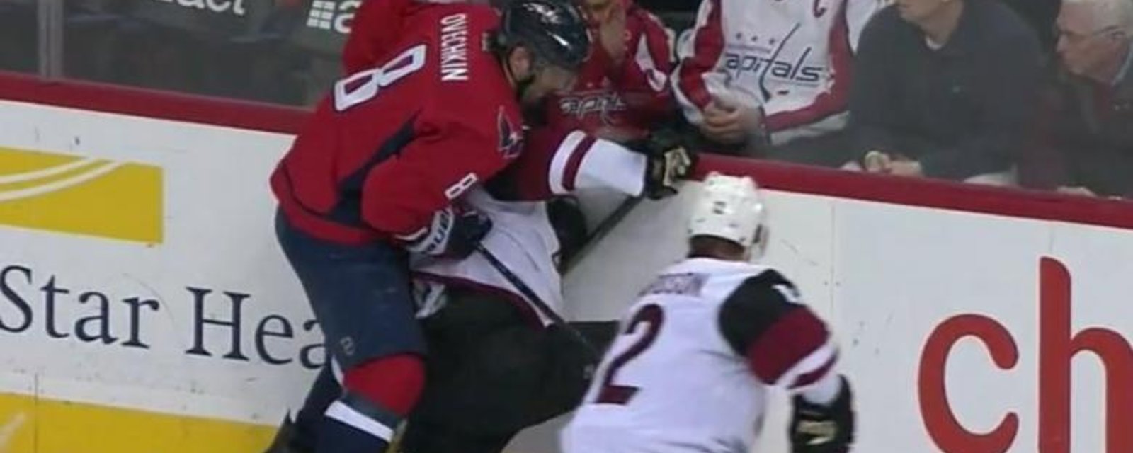 Ovechkin delivers a questionable hit from behind.