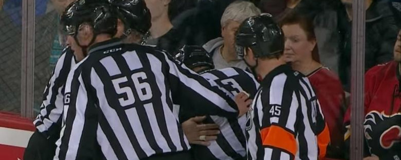The Calgary Flames take out another NHL official on Wednesday night.