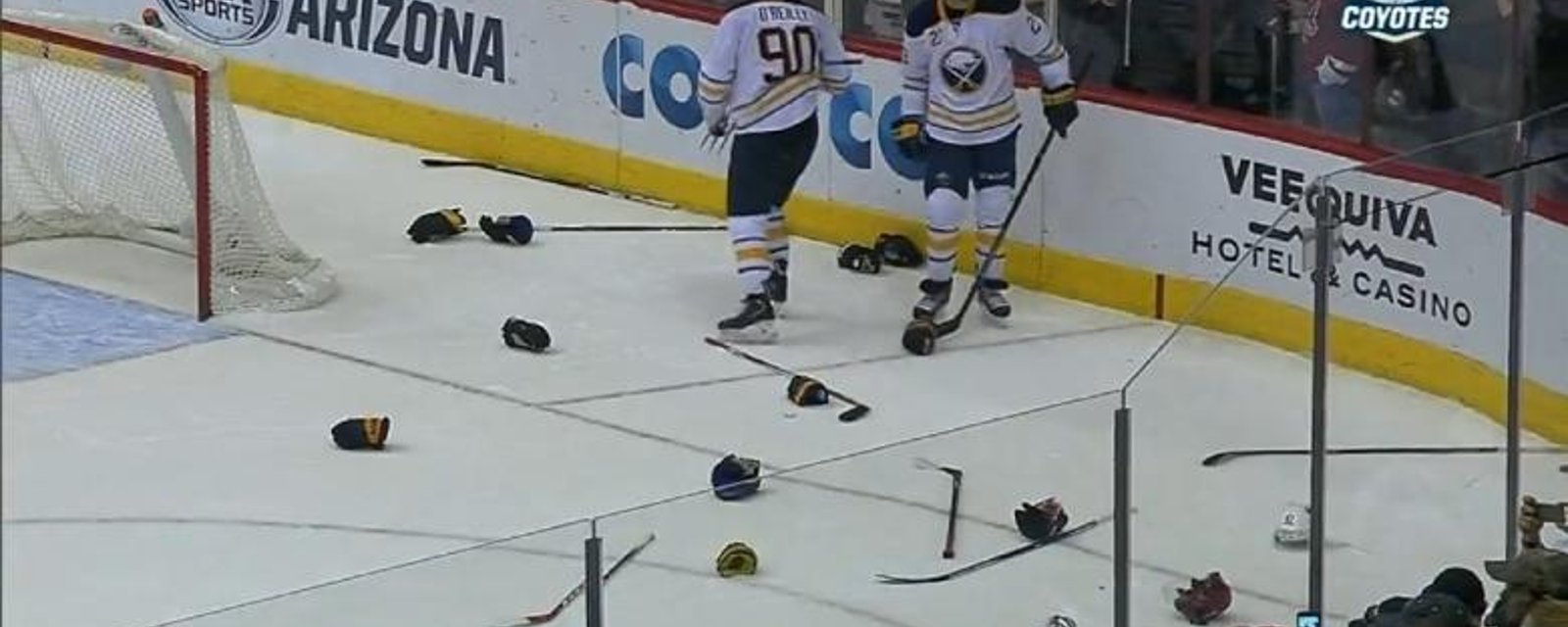 Post game scuffle turns into an all out brawl last night in the NHL.