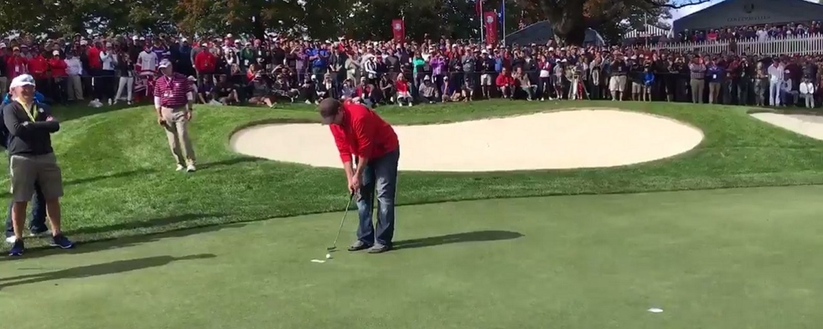 Fan taunts players at the Ryder Cup, gets challenged to a bet, and does the incredible!