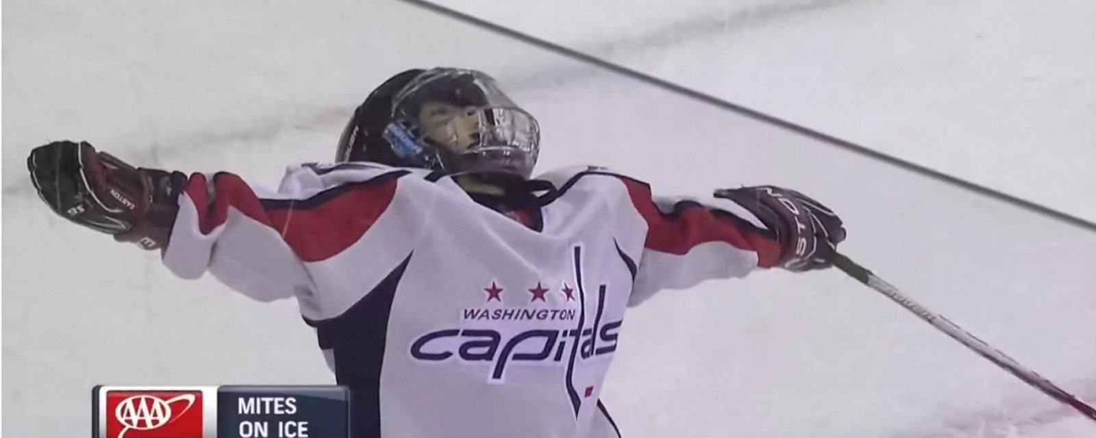 Little Mite player scores during intermission and has the best celebration ever!
