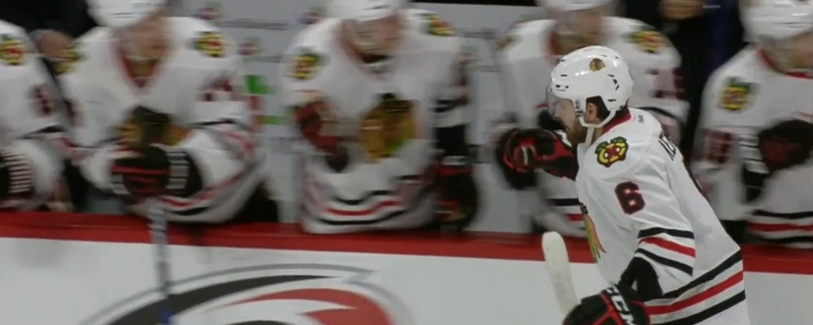 Toews sets up rookie defenseman for his first career goal.