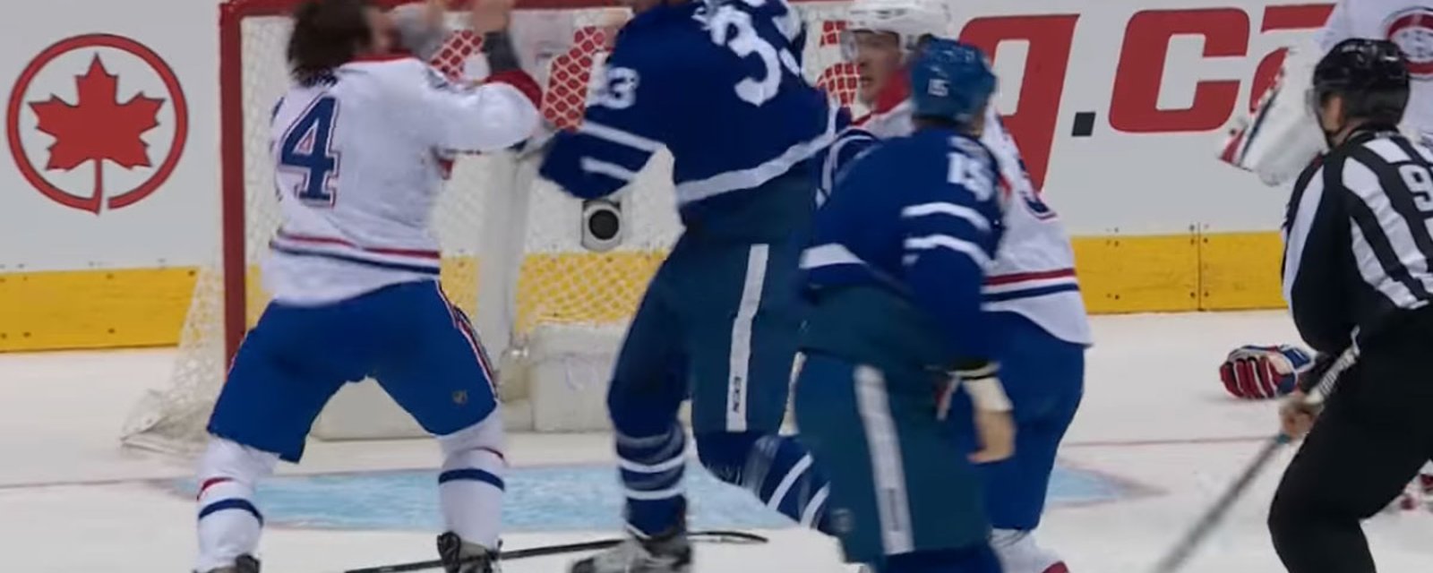 Must See: Leafs/Canadiens 2 fights break out at the same time!