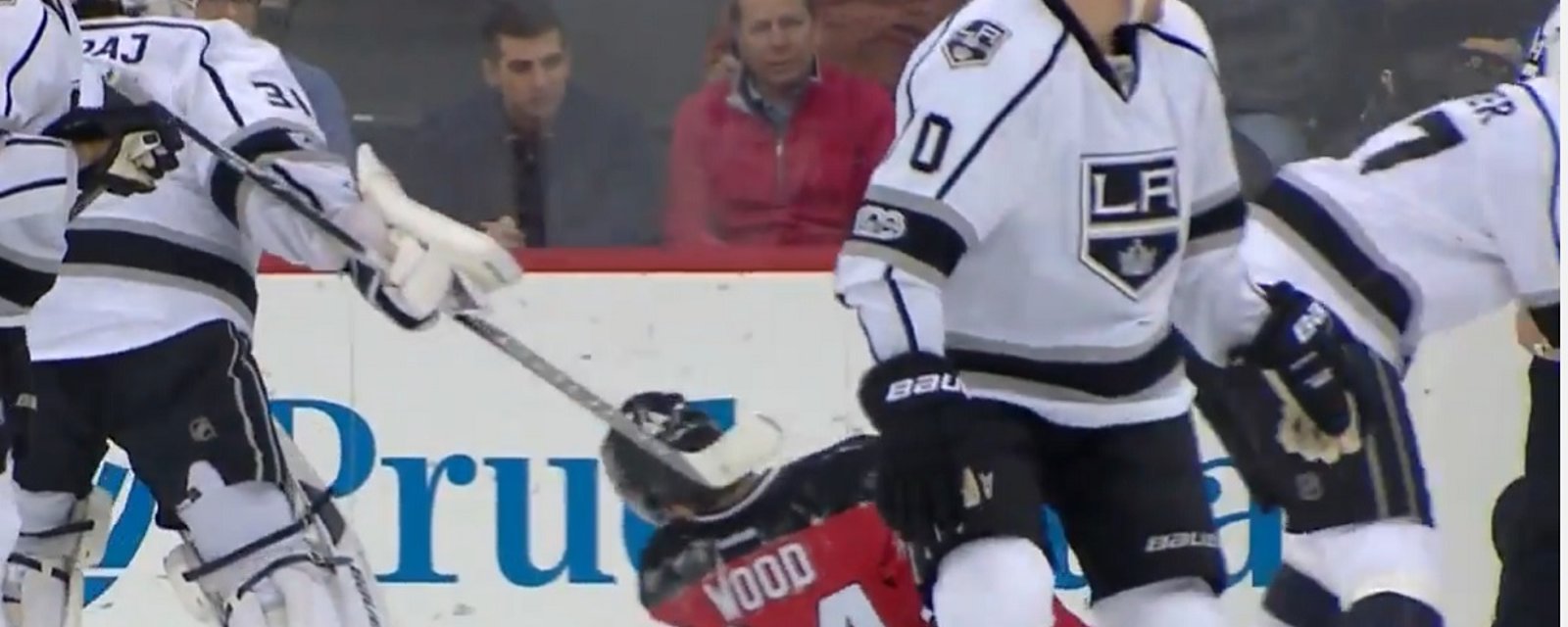 Must see: NHL goalie hooks rookie player in the face with his stick.