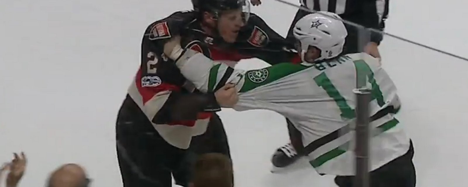 Phaneuf celebrates the anniversary of his trade with a goal and a fight against Jamie Benn!
