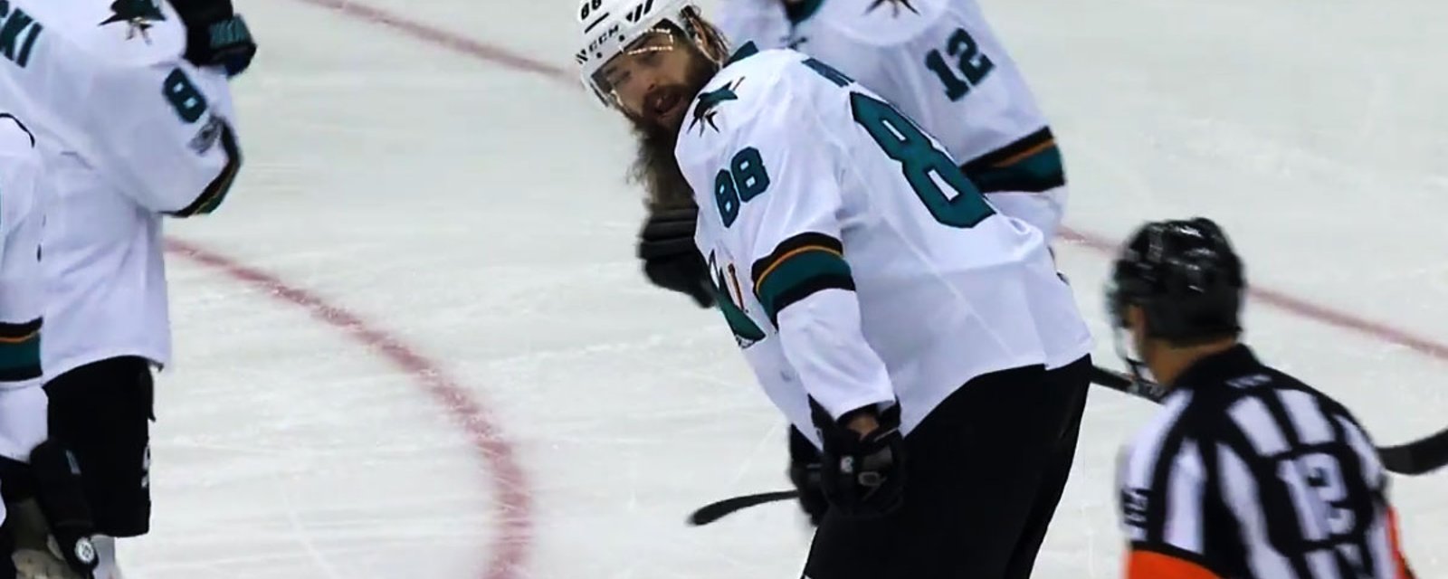 Must See: Brent Burns gives the linesman a piece of his mind!