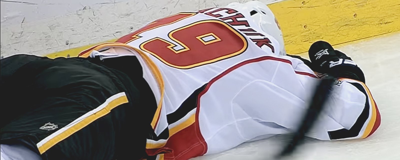 Calder trophy contender is down after taking elbow to the face!