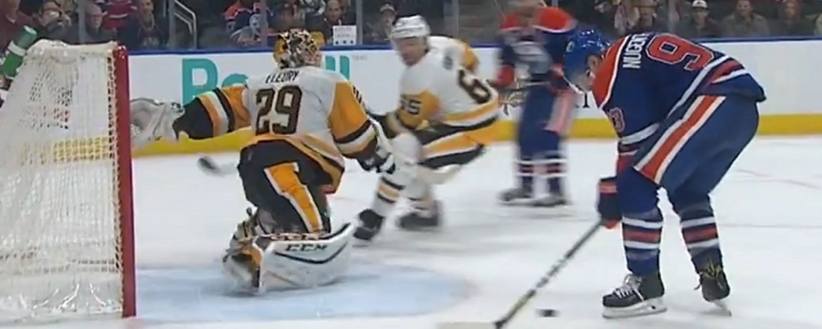 Marc-Andre Fleury makes a mind-boggling save in overtime on Friday night.