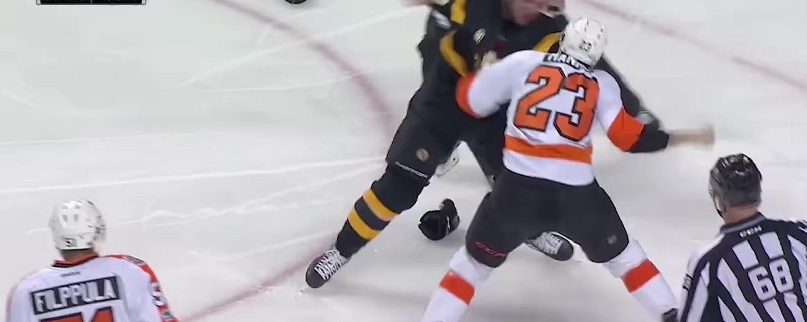 Beleskey needs two punches in this violent fight. 