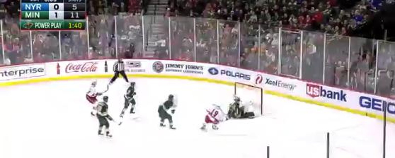 Dubnyk makes an absolutely insane save. 