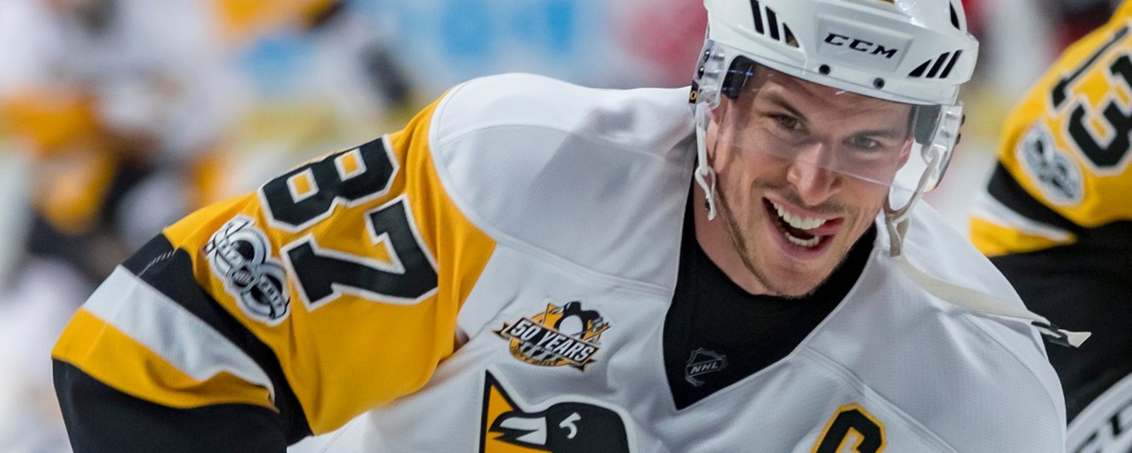 Breaking: Sidney Crosby loses a few teeth after getting a high-stick in the face.