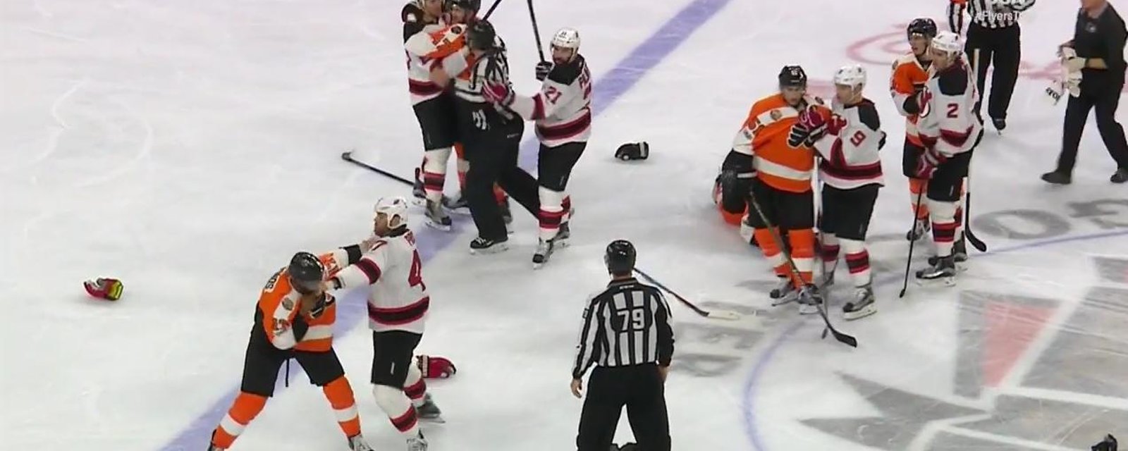 Intense sequence by Gudas, Simmonds after major hit. 