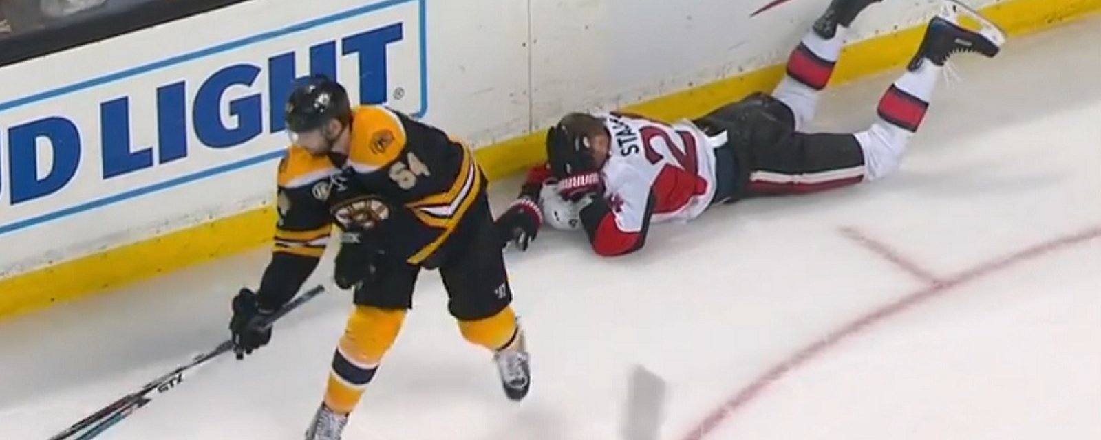 McQuaid lays out player with a brutal hit from behind.