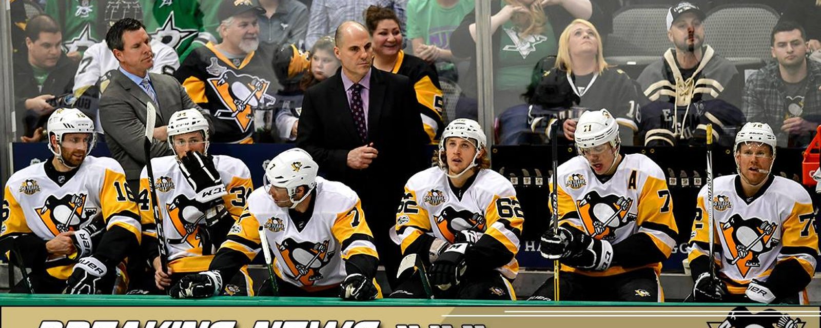 BREAKING: Pens sit STARS for tonight’s game against the Maple Leafs.