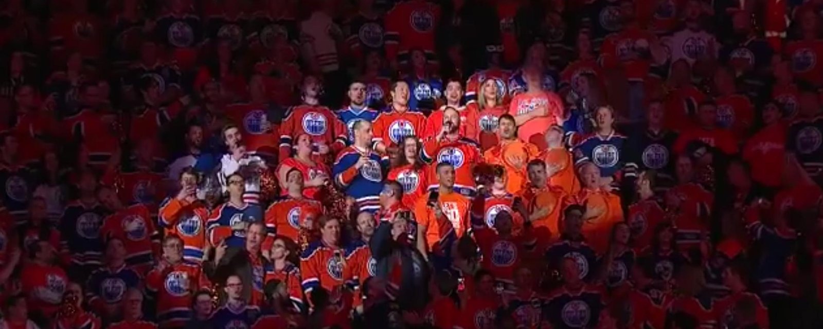 Amazing moment in Edmonton during national anthem. 