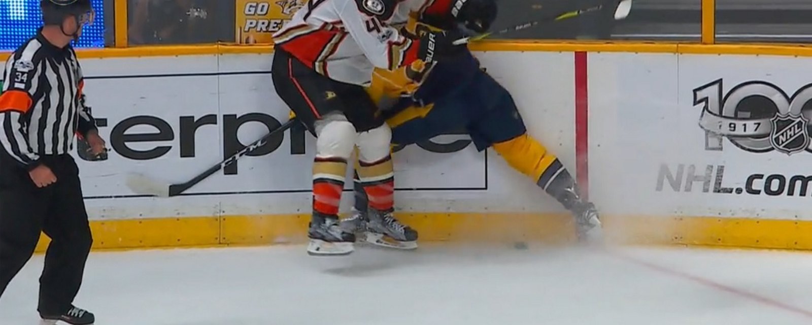 Breaking: Predators forward leaves the game after his head is pancaked into the boards.