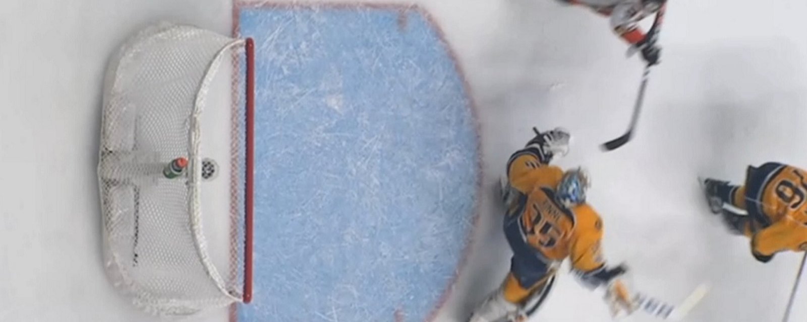 Frustrated Rinne channels his inner Ron Hextall, tries to give a huge slash.