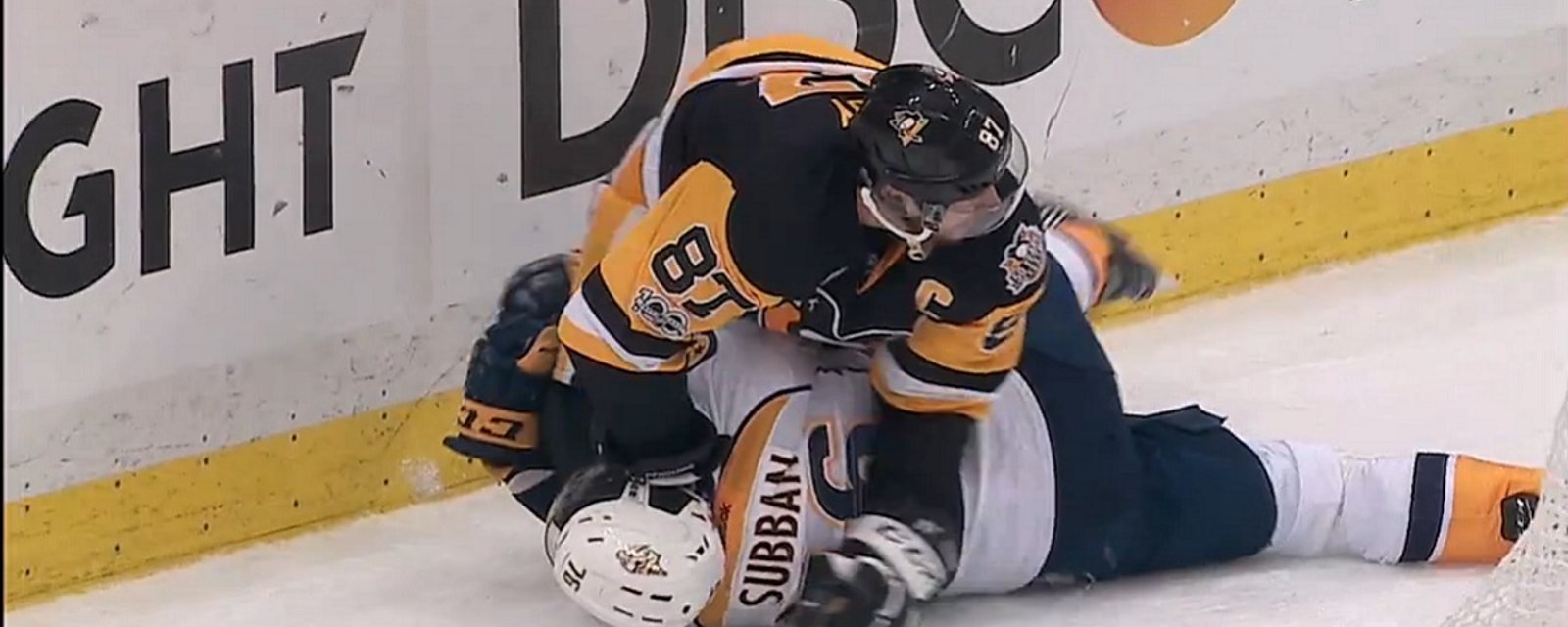 Breaking: Crosby punches Subban in the head while he's down on the ice.