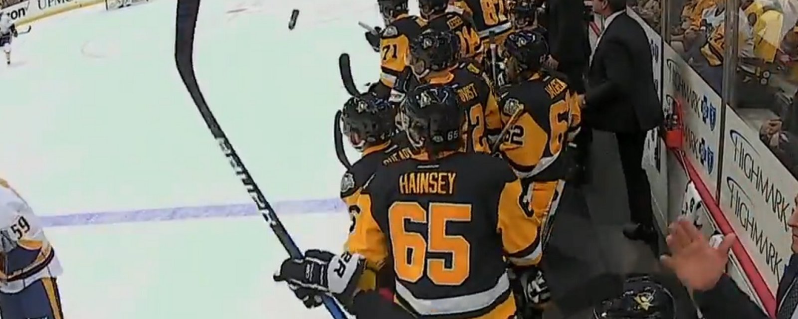 Breaking: Major controversy after Sidney Crosby throws water bottle at player from the bench.