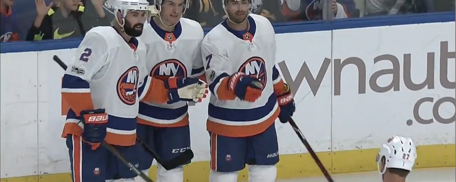 Eberle goes between the legs and to the backhand for his first as an Islander.