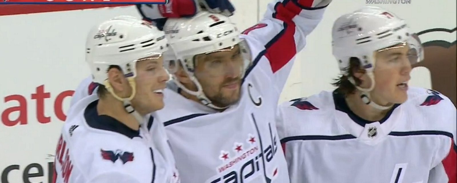 Ovechkin scores his 9th goal in 5 games with a ridiculous shot.