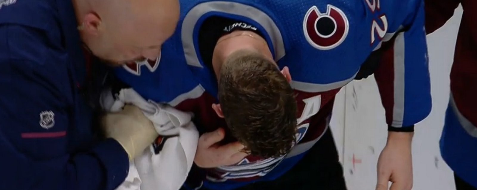 Breaking: Former first round pick helped off the ice after taking a stick to the eye.