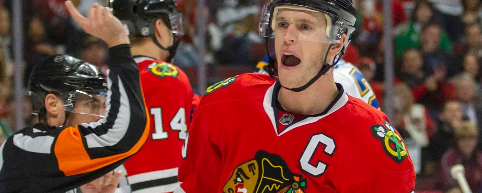 Jonathan Toews blasts NHL official after what he feels is a bad call.