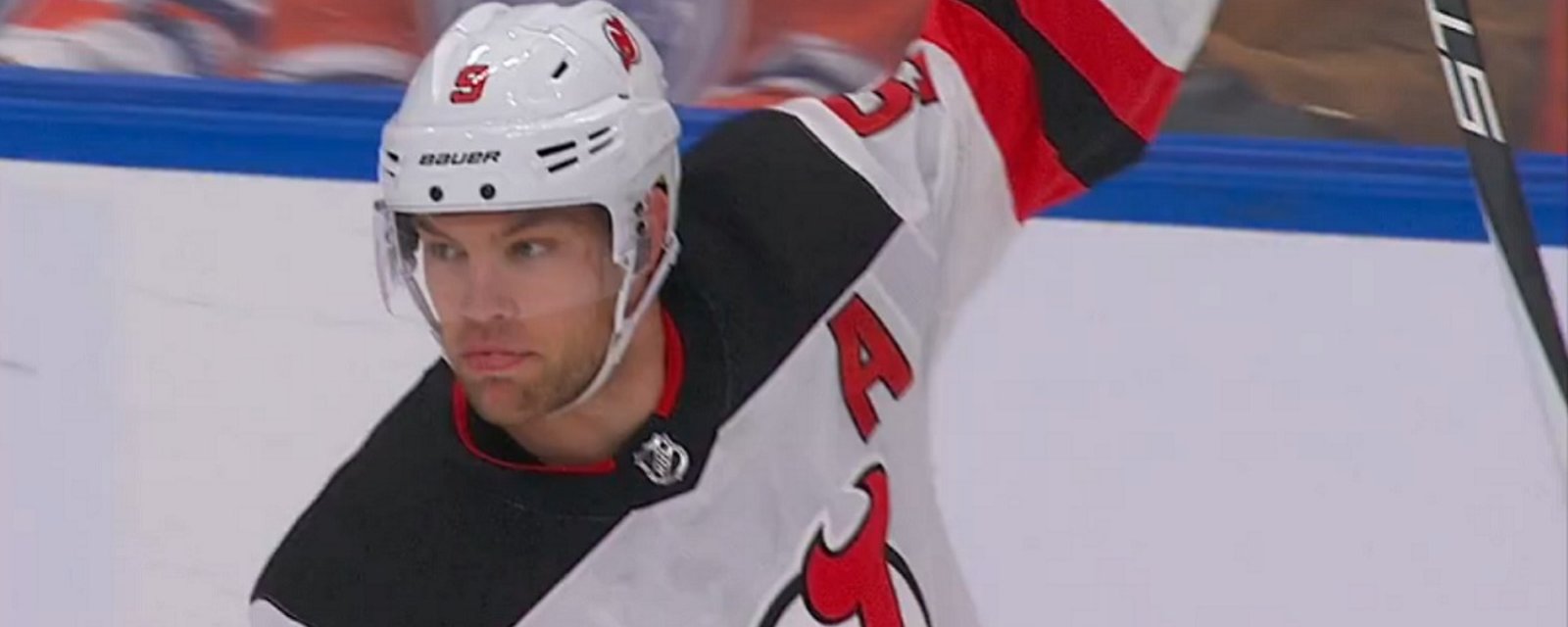 Taylor Hall scores his first goal in Edmonton against the Oilers. 
