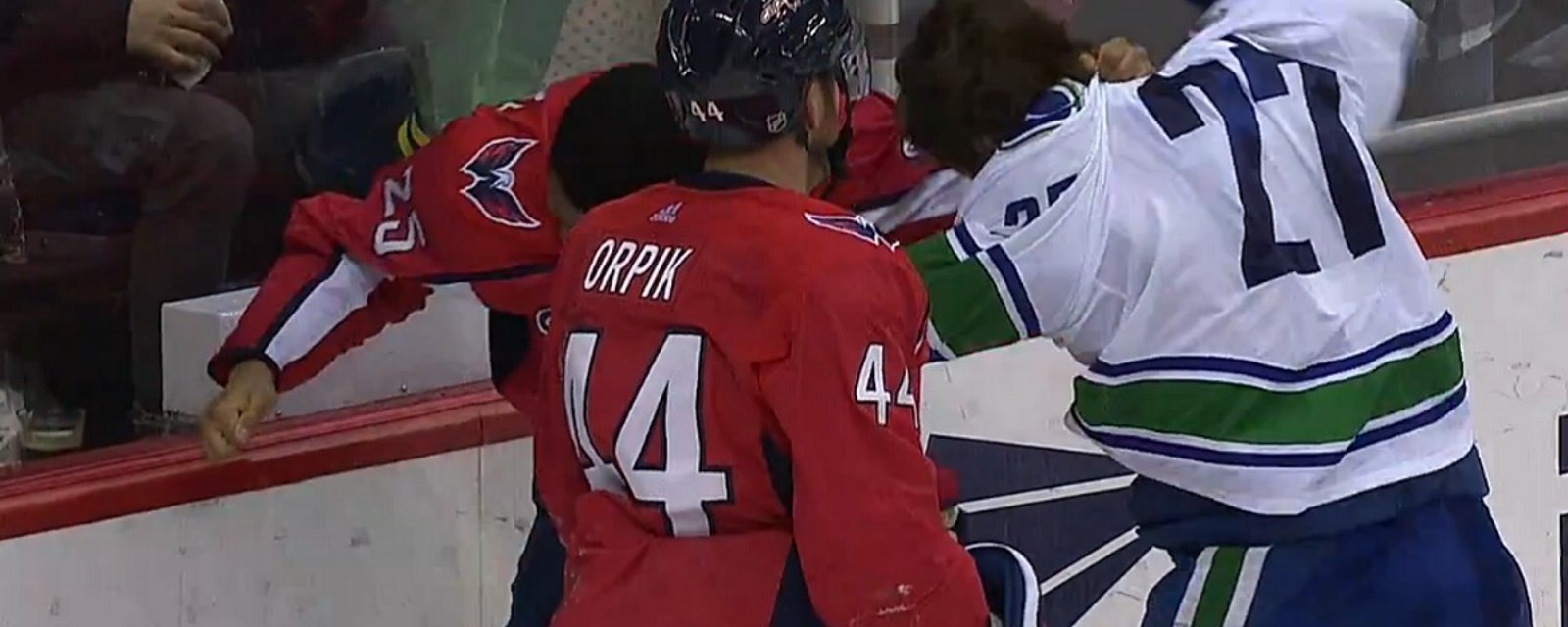 Hutton crushes Orpik then drops the gloves for a solid scrap. 