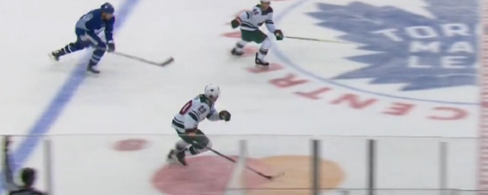 38-year-old Patrick Marleau smokes two younger men in a race for icing. 