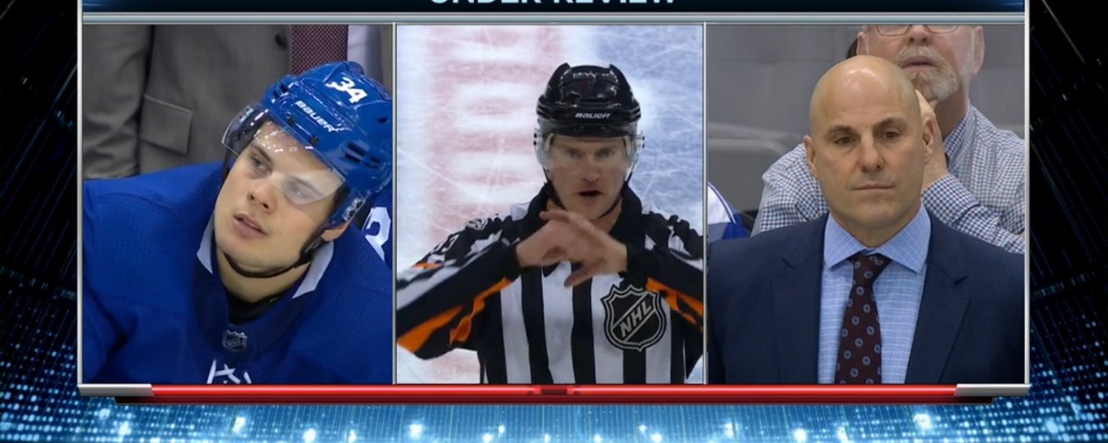 Matthews and the Leafs in disbelief after goal is overturned late in the 3rd.